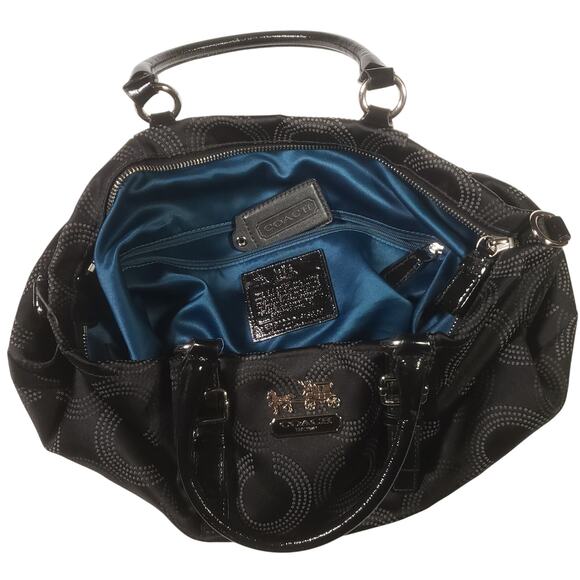 Vintage Coach Monogram/ Turquoise silk lined Hobo bag - Picture 4 of 6